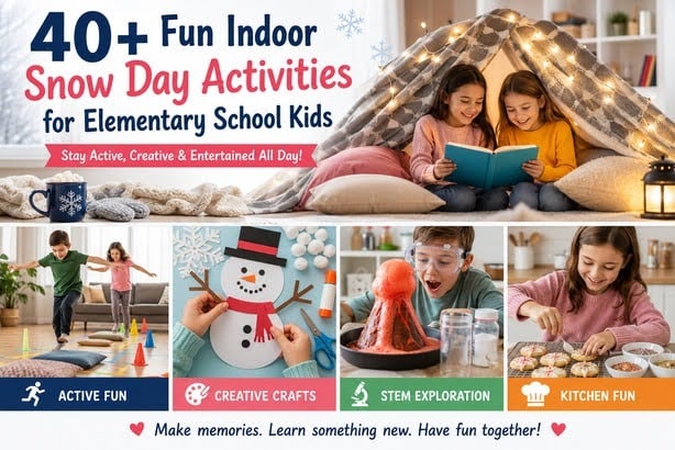 Fun Indoor Snow Day Activities for Elementary School Kids (40+ Easy & Screen-Free Ideas)