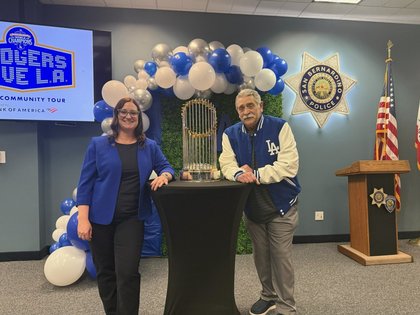 San Bernardino police get glimpse of Dodgers’ World Series trophy