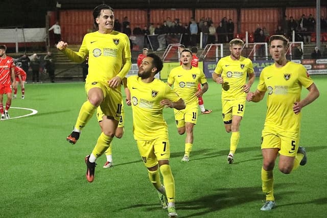 Stephens at the double as in-form Harborough sink Redditch to go five points clear
