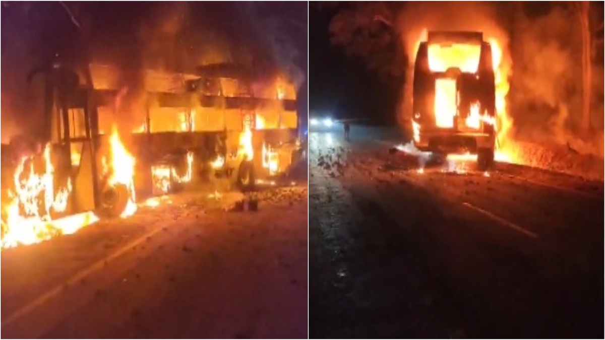 Karnataka: Private bus on way to Bengaluru catches fire, 10 passengers injured