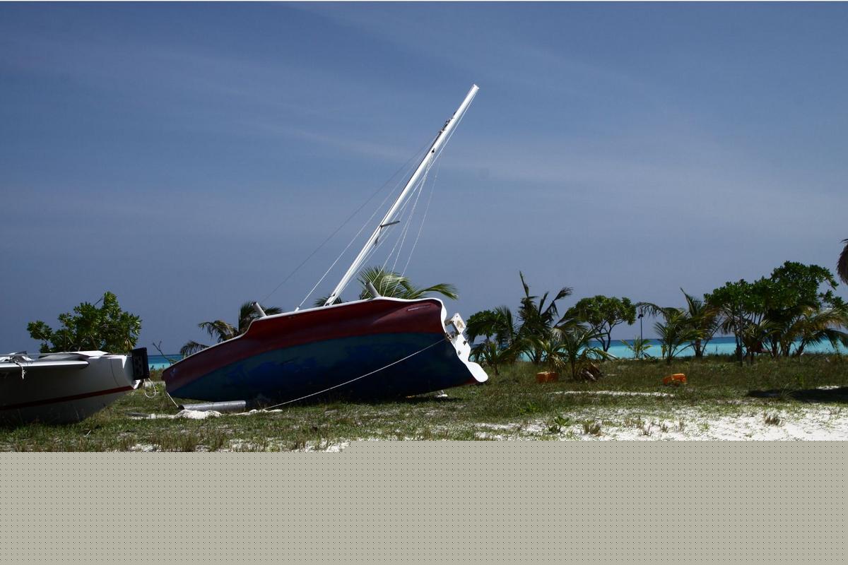 Sailboat washed ashore on New York beach
