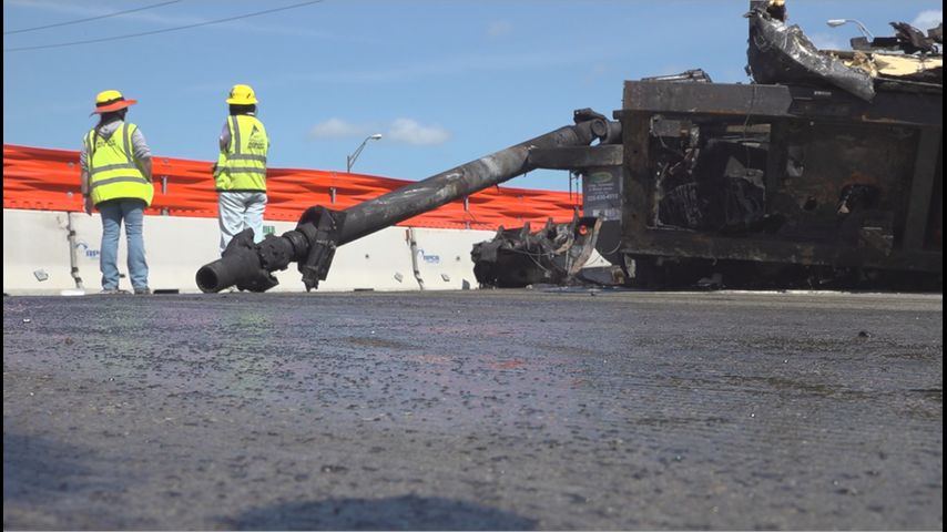 Baton Rouge crews are inspecting the Mississippi River Bridge after a big-rig fire