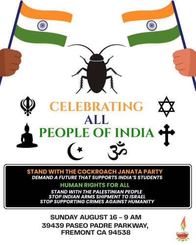 Sunday 8/16: Stand with the Students of India