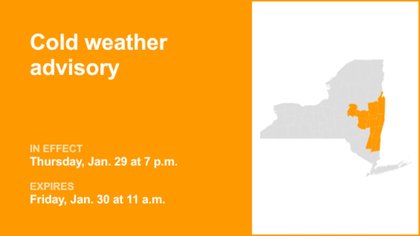 NY weather: Cold weather advisory issued for part of New York until Friday midday – wind chills as low as -25