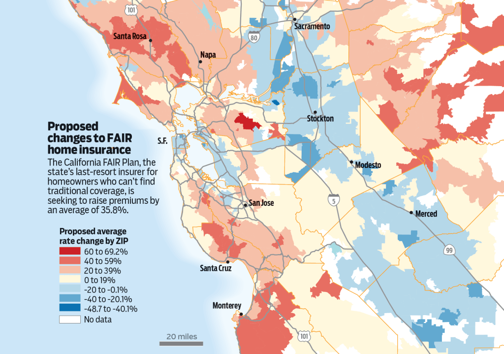 Map: See where California FAIR Plan seeks home insurance rate hikes