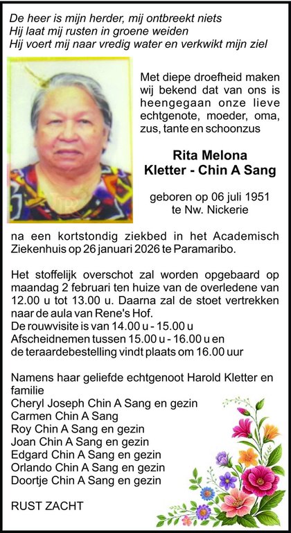 Rita Melona Kletter – Chin A Sang