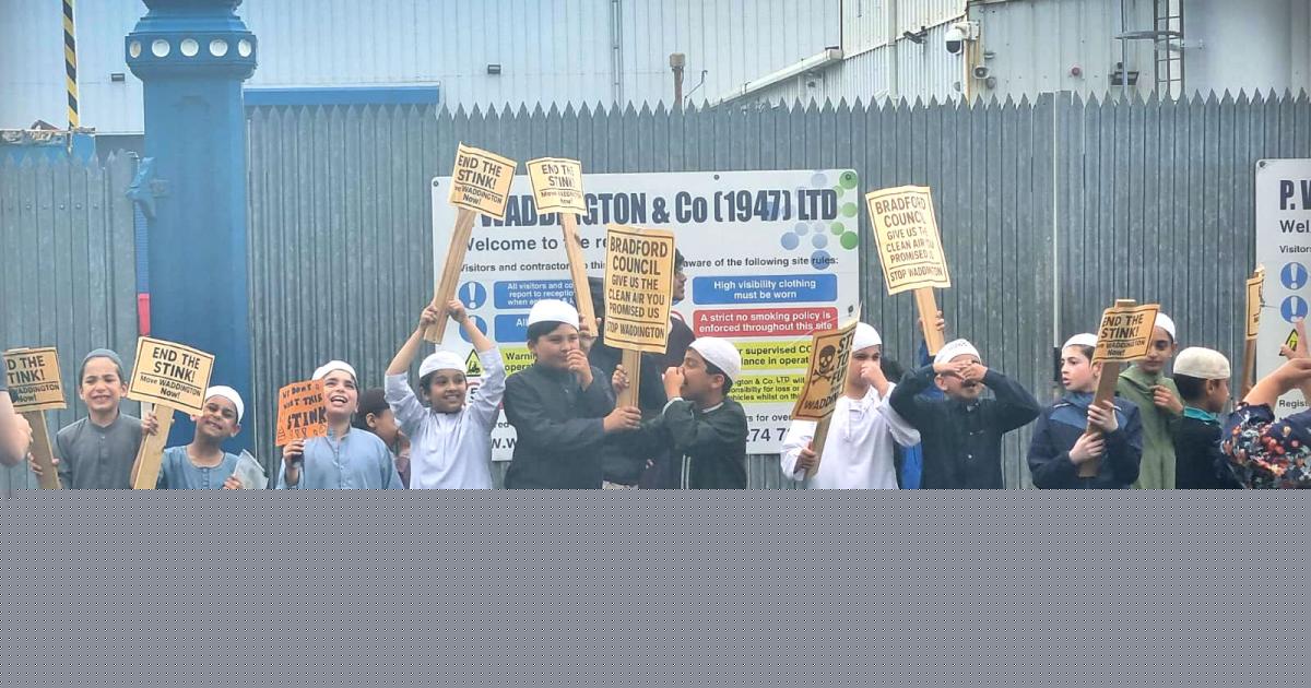 Protesters gather to call for factory that makes them 'retch' to be closed down