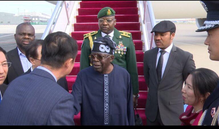 Tinubu Arrives China On State Visit, To Hold Talks With Jinping