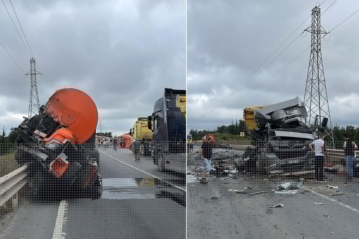 Şile yolu’nda feci kaza: İki tır hurdaya döndü, yol trafiğe kapatıldı