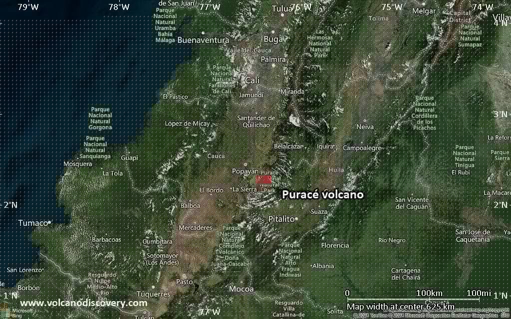 Puracé Volcanic Ash Advisory: ash plume to 18,000 ft (5,500 m) as of Aug 12, 15:10 UTC