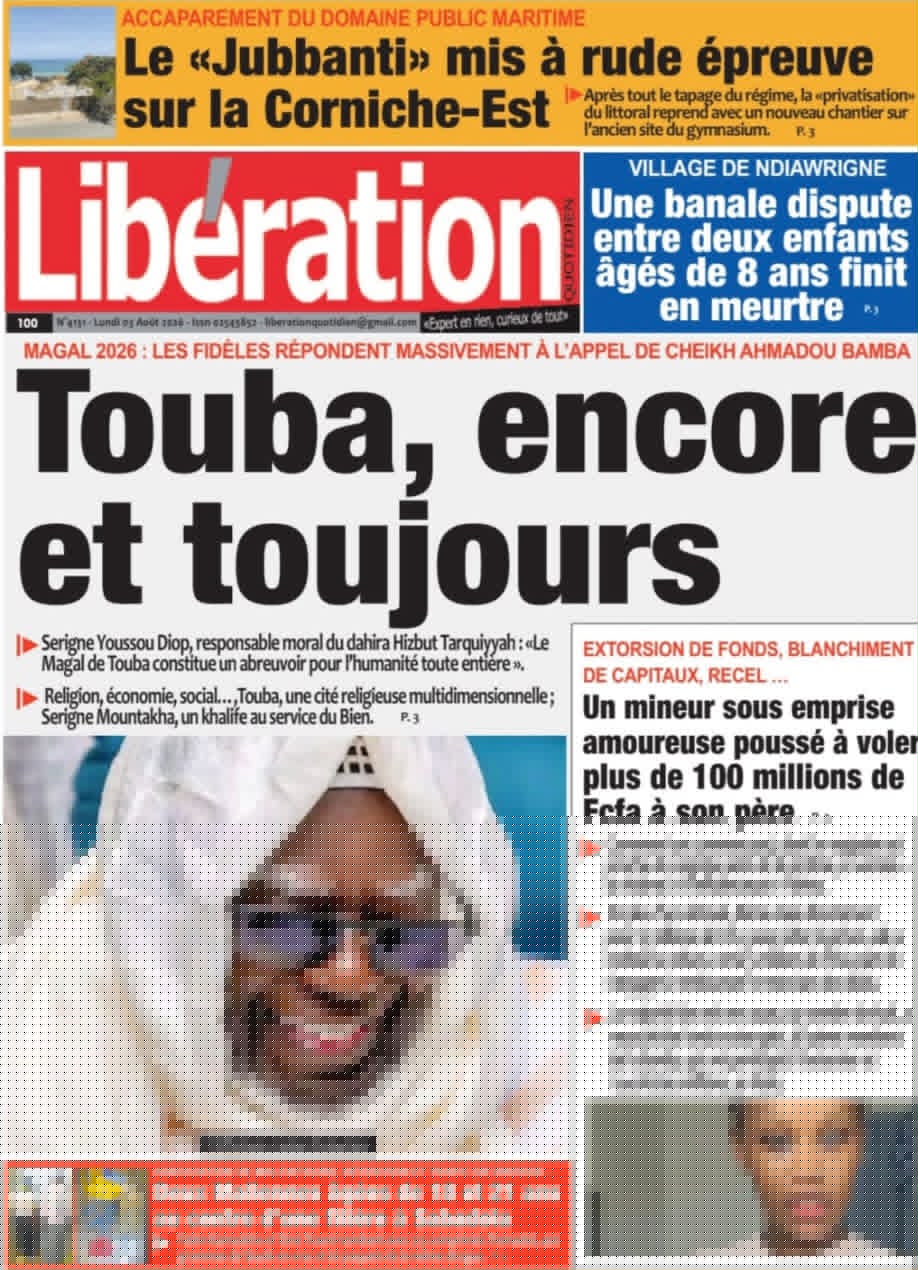 Découvrez les Unes des journaux sénégalais du lundi 03 août 2026