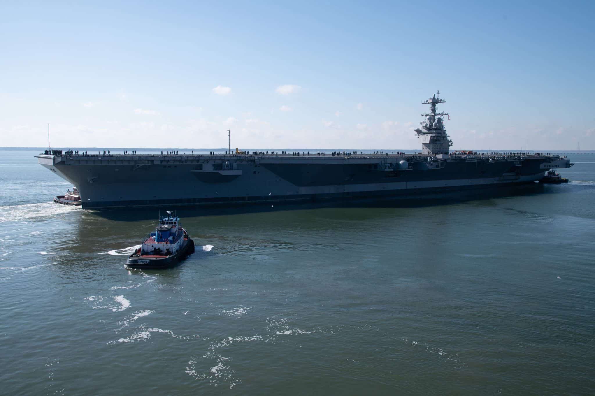 Second Gerald R. Ford-class aircraft carrier set sails for sea trials