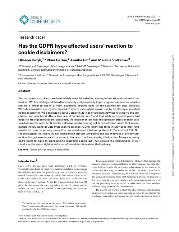Paper im Journal of Cybersecurity erschienen (27-01-2021)