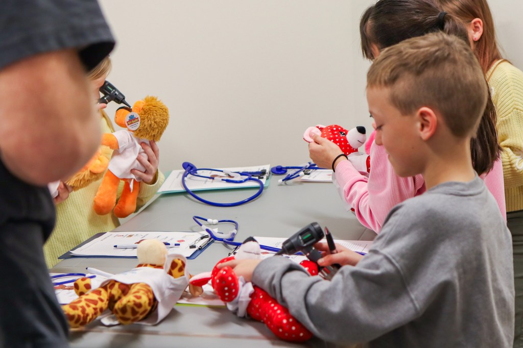 Umatilla fourth graders play doctor at Teddy Bear Clinic