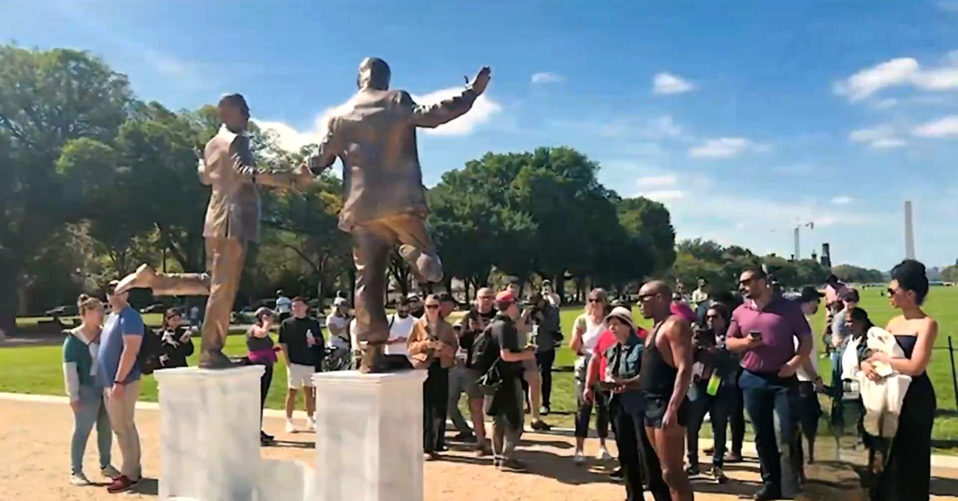 ‘We Love Trump!’ MAGA Fans At New Epstein Statue Still Demand Trump Release Files — ‘Sketchy’ That He Won’t
