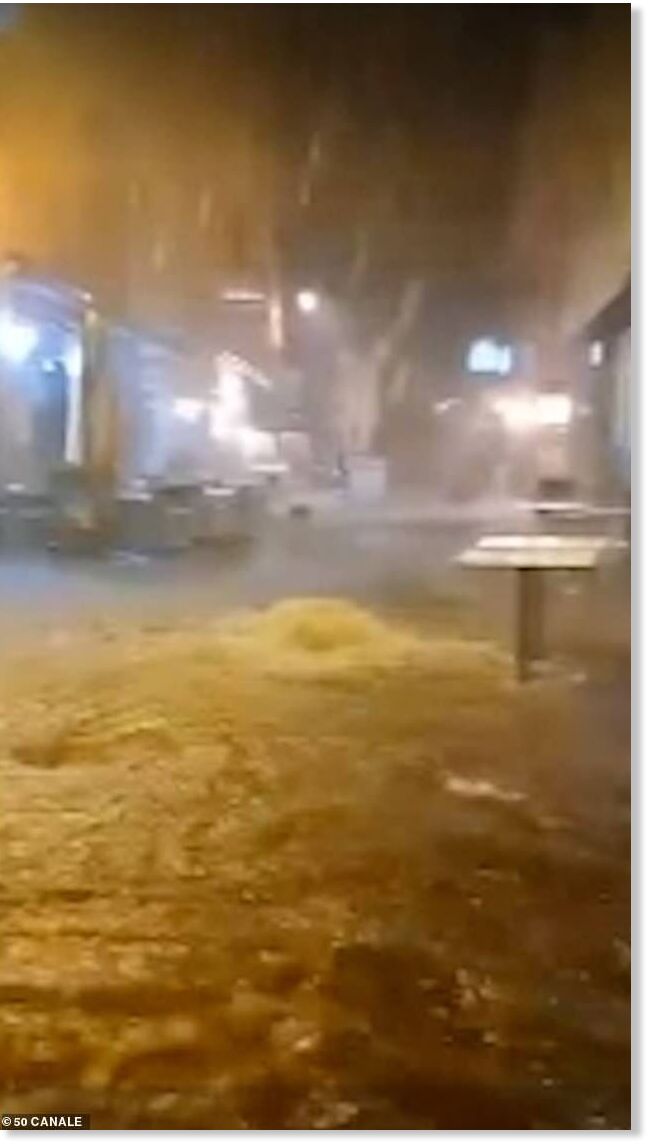 Italy is hit with floods as ferocious 'water bomb' storm turns roads into rivers - 2 inches of rain in under an hour on the island of Elba