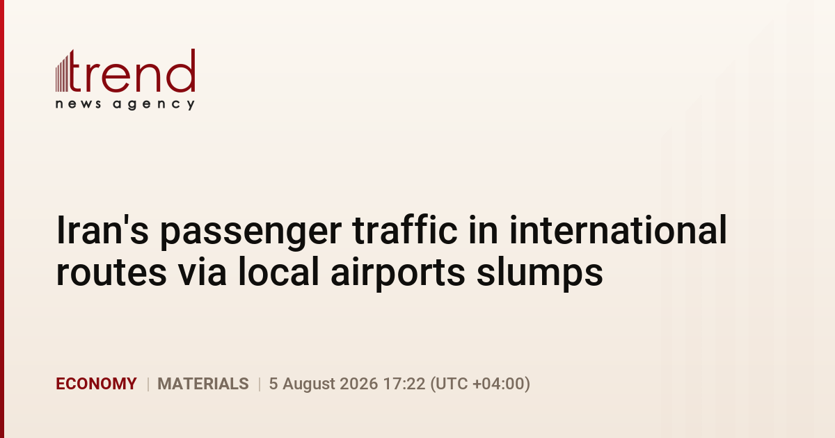 Iran's passenger traffic in international routes via local airports slumps