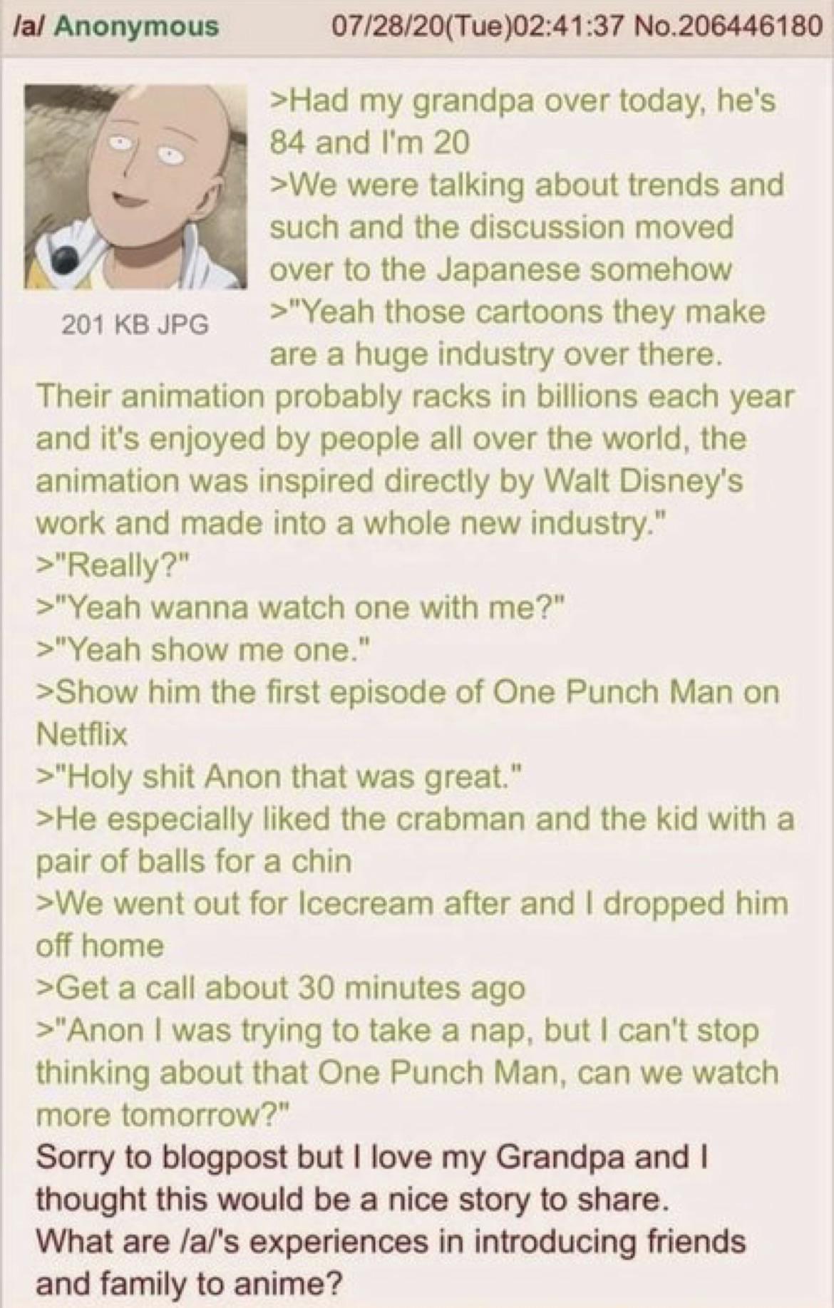 Greentext Stories - anon grandpa enjoys anime | /r/Greentext