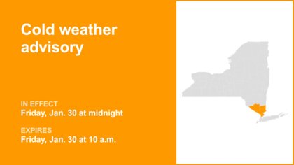 NY weather: Cold weather advisory in place for part of New York for Friday – negative wind chills