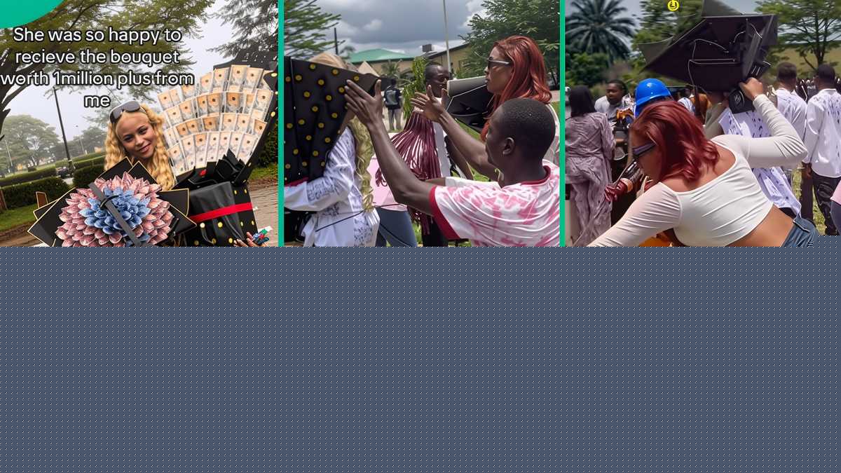 Video: Drama as Lady Chases Man Who Snatched Sister’s Money Bouquet Worth Over N1m on Sign-out Day