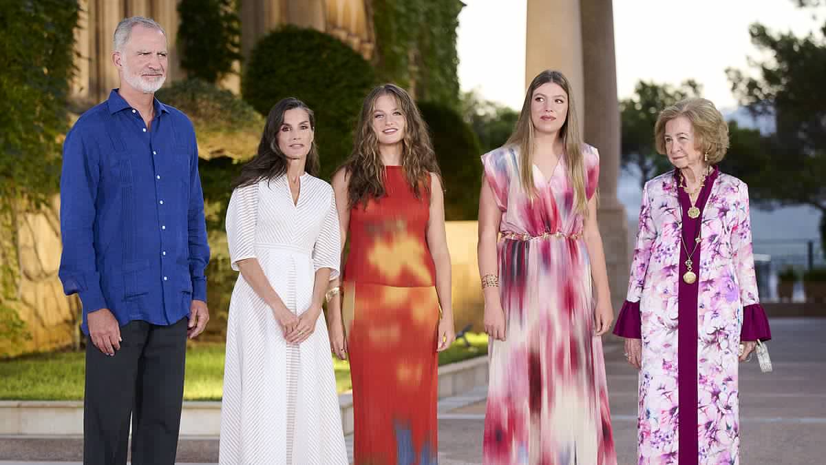Perfect print-cesses! Queen Letizia of Spain's daughters Leonor, 20, and Sofia, 19, ooze glamour in patterned dresses as they join the Spanish Royal Family at palace reception