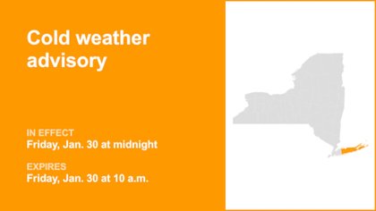Cold weather advisory in place for Long Island for Friday — subzero wind chills