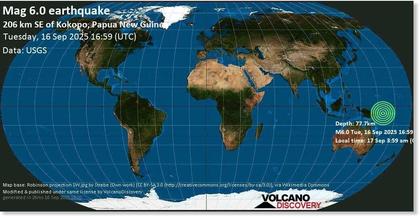 Shallow magnitude 6.0 earthquake strikes Papua New Guinea