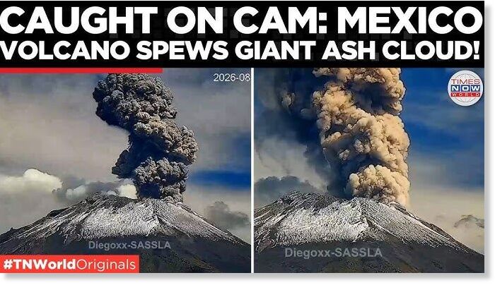 BEST OF THE WEB: Popocatépetl volcano eruption in Mexico on August 7  - ash plume 3.5 kilometres above the crater