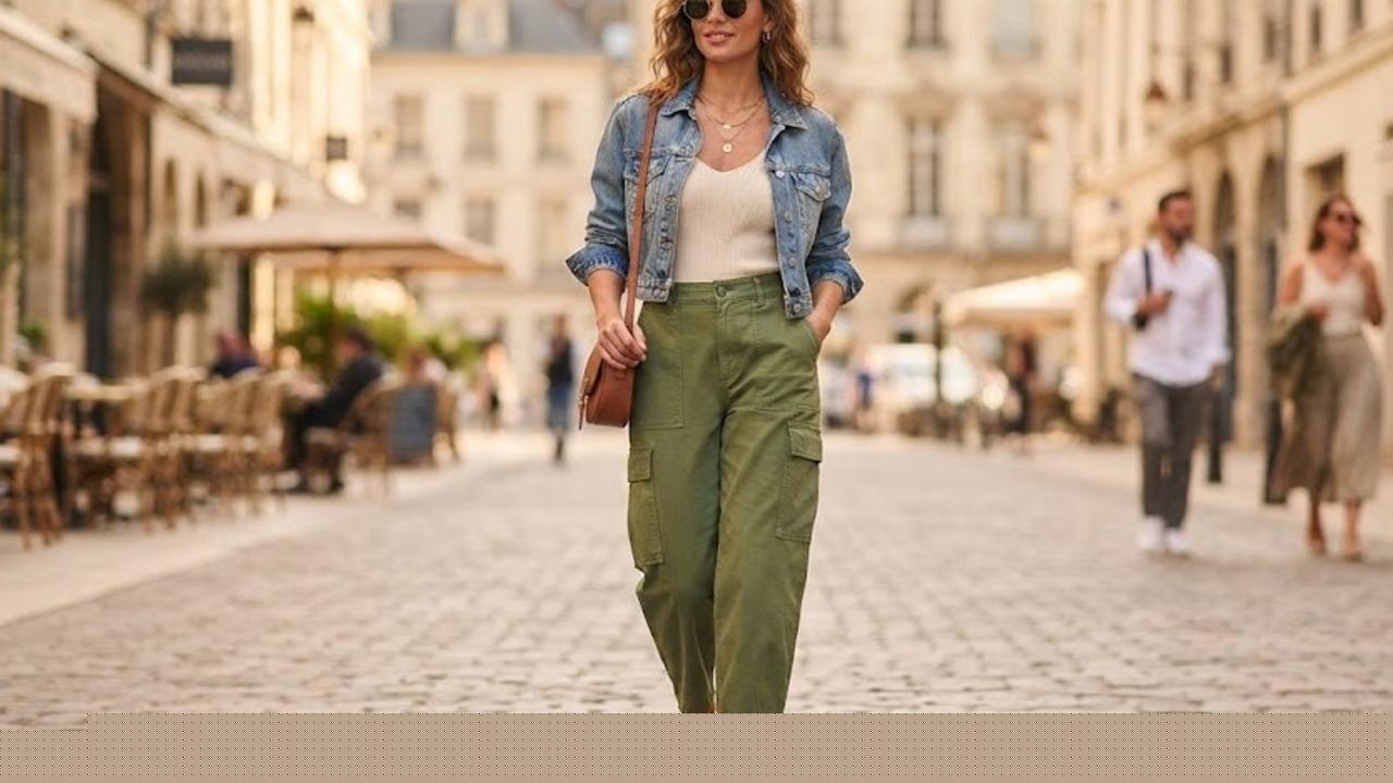 Green trousers return as a functional wardrobe element