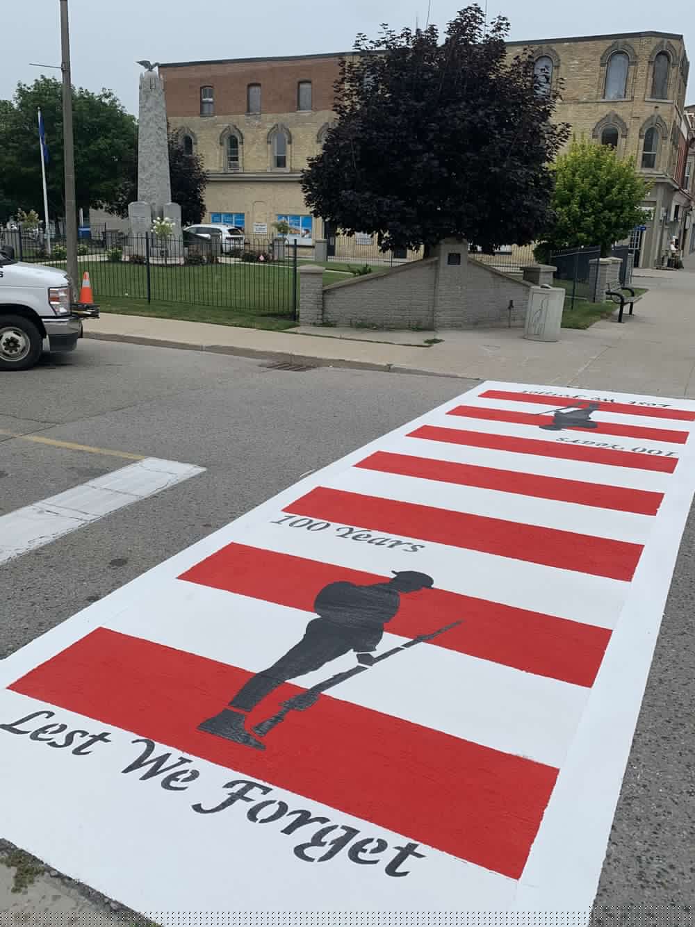 Commemorative crosswalk downtown recognizes legion, veterans