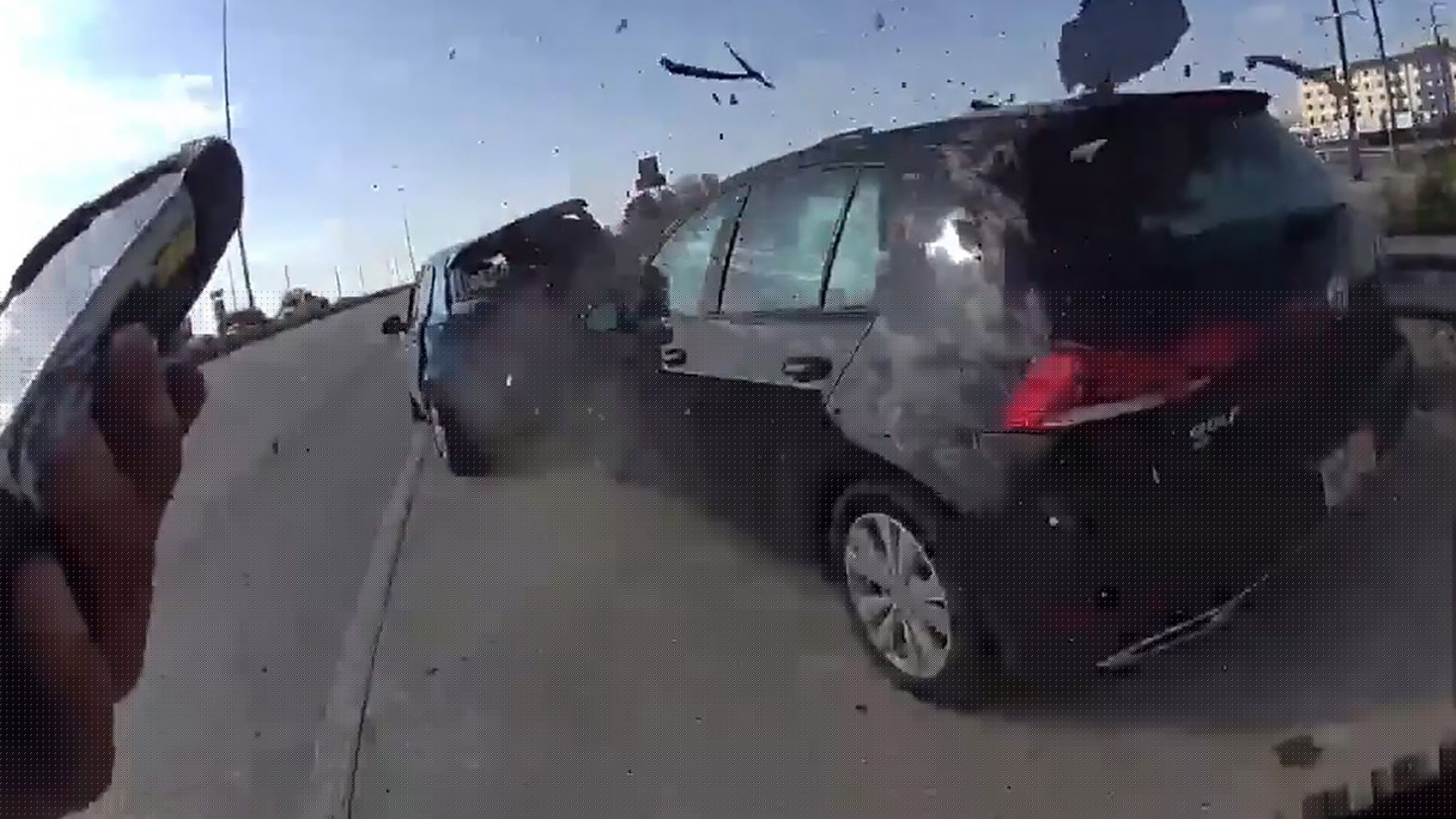 Viral bodycam footage shows El Paso motorcycle cop almost hit by speeding car after pulling over another vehicle