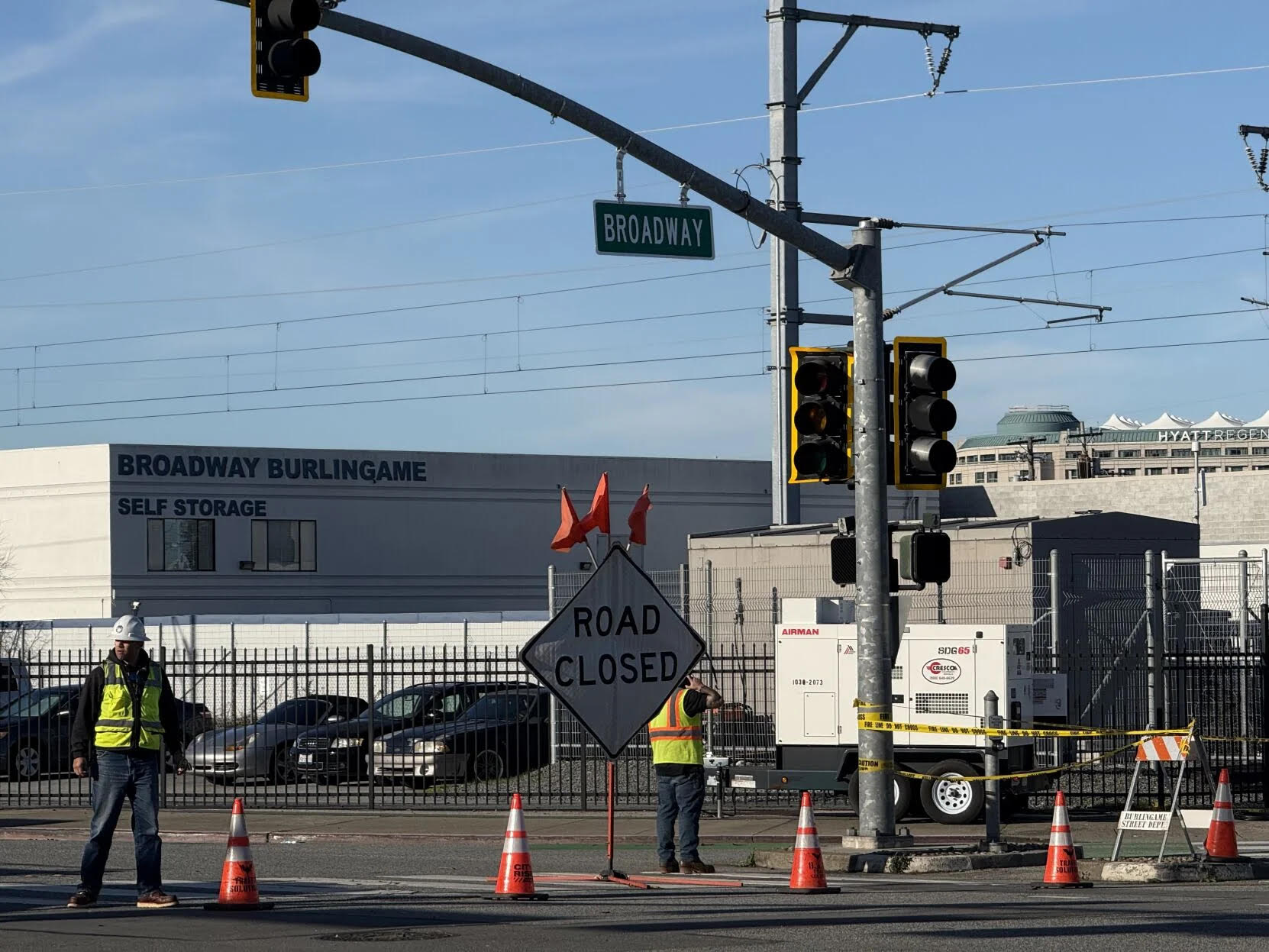 Road closures around Burlingame lead to severe traffic backups
