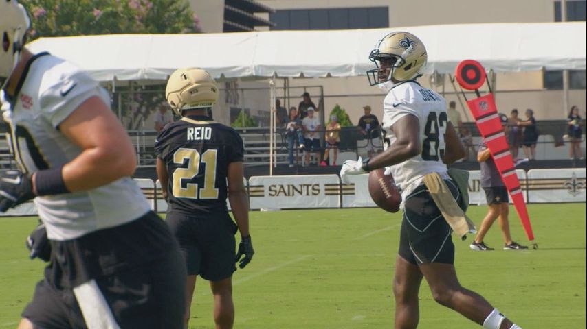 Saints tight end Juwan Johnson building chemistry with Tyler Shough