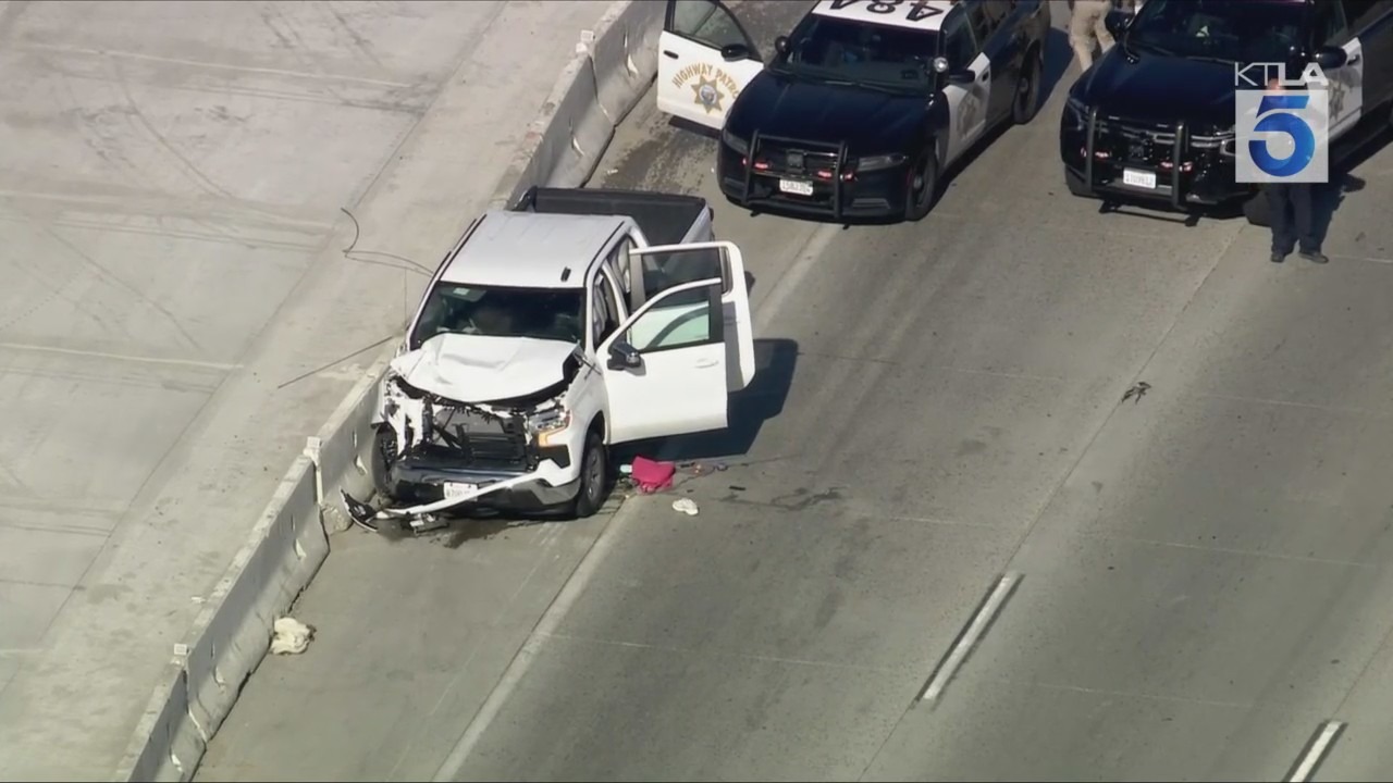Pursuit of stolen truck ends in crash on 5 Freeway in L.A. County