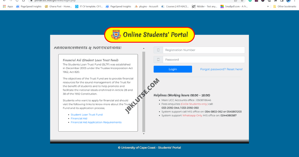 Comment on UCC Student Portal – www.portal.ucc.edu.gh by Samuel Kwame Narh