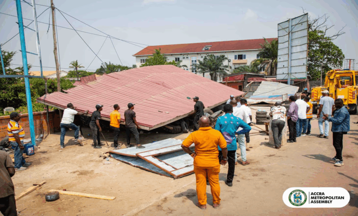 AMA demolishes illegal structures at Awudome