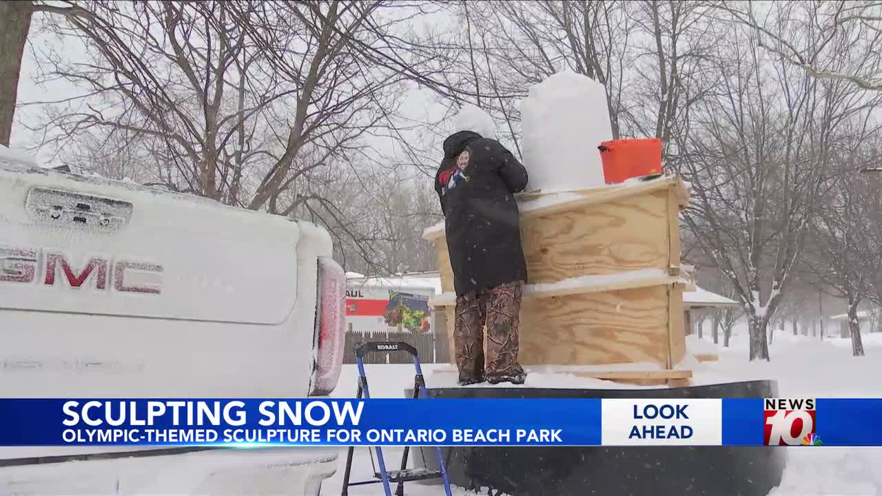 Olympic-themed snow sculpture just one part of weekend’s Lakeside Winter Celebration