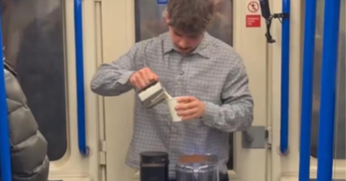 This student is giving away free coffee on the London Underground