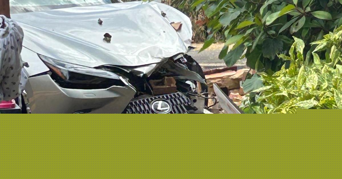 Car veers off road and ploughs through brick wall outside south Essex home