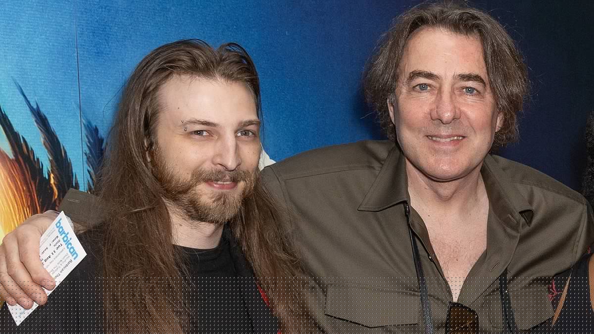 Jonathan Ross' rarely-seen son Harvey, 32, looks unrecognisable with long hair and a beard as he attends theatrical event with his parents