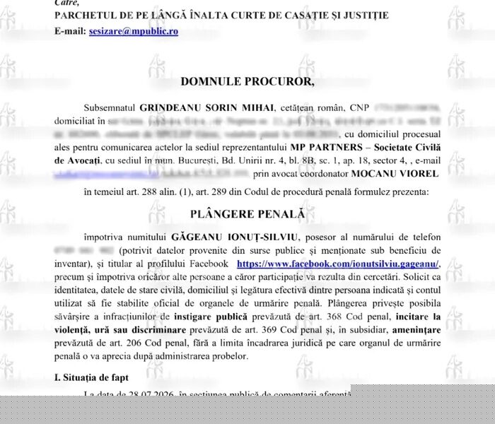 Sorin Grindeanu, amenințat că va fi împușcat. Președintele PSD a depus plângere penală – DOCUMENT