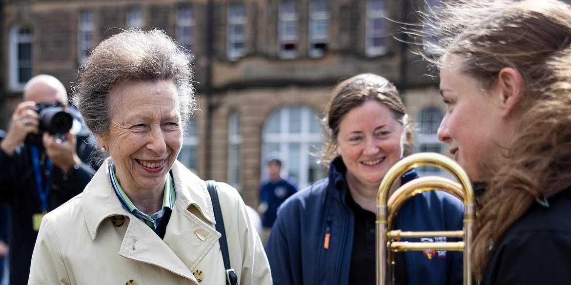 Princess Anne Wears a Traditional Tartan Skirt to a Military Band Event in Edinburgh