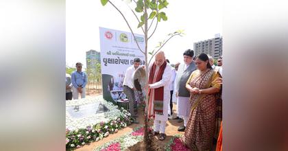 Amit Shah participates in tree plantation drive in Gandhinagar under 'Ek Ped Maa Ke Naam' campaign