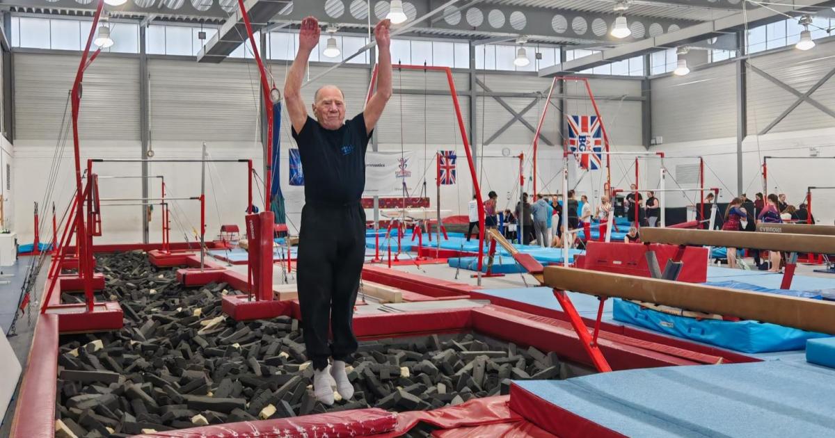 91-year-old former British trampoline champion bounces back with double gold