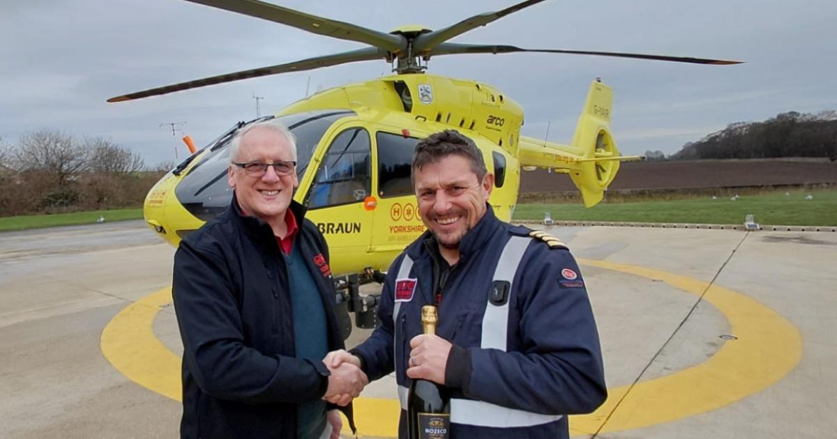 Yorkshire air ambulance pilots reach career milestone