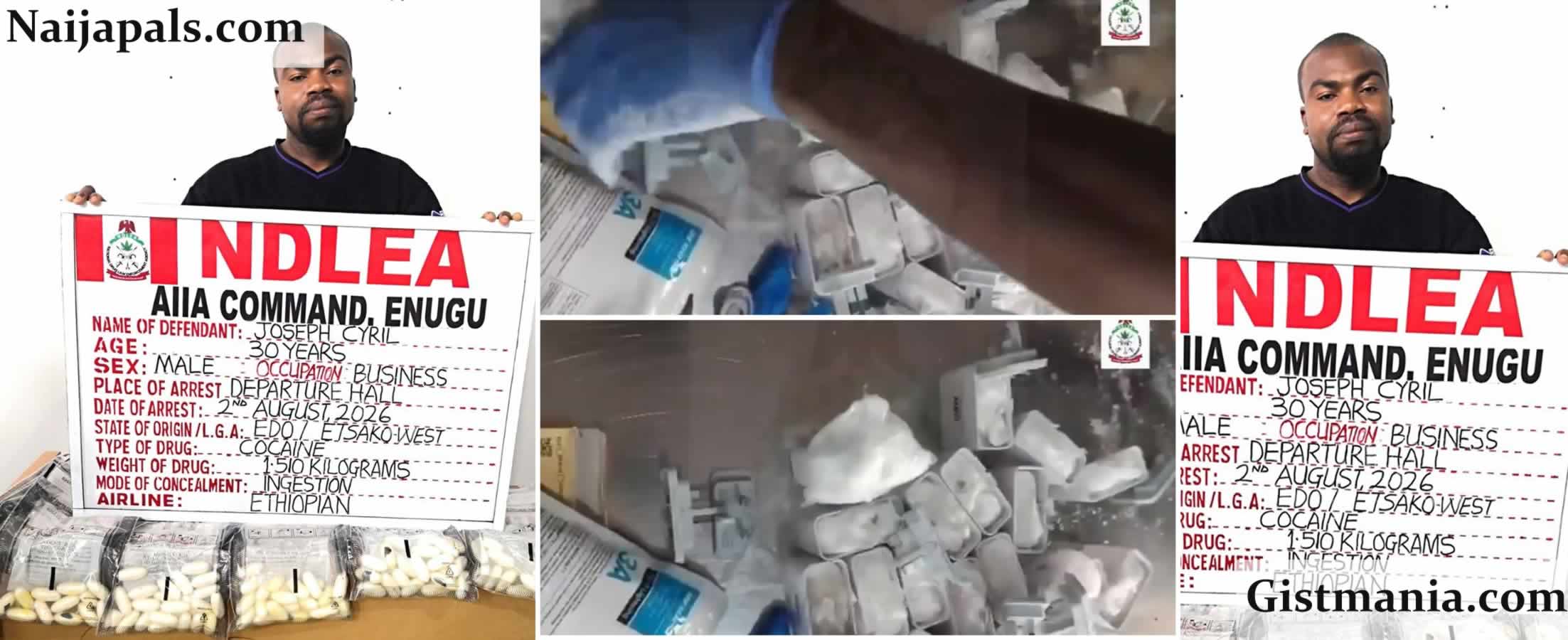 Italy-Based Bizman Lands in Trouble, Excretes 98 Cocaine Wraps After Enugu Airport Arrest (Vid)