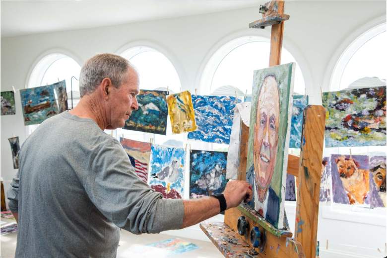Artwork of former President George W. Bush on display in Biddeford