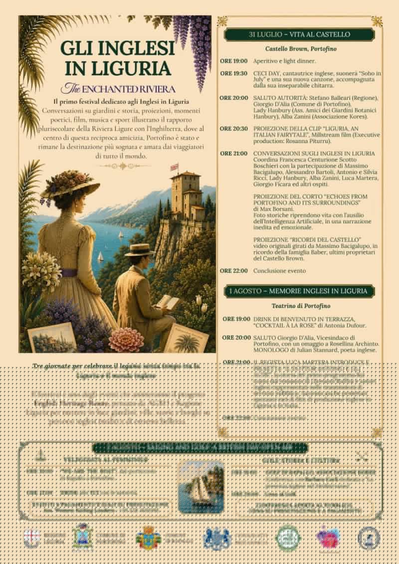 Il festival sugli inglesi in Liguria, dal 31 luglio al 2 agosto 2026 a Portofino e Rapallo
