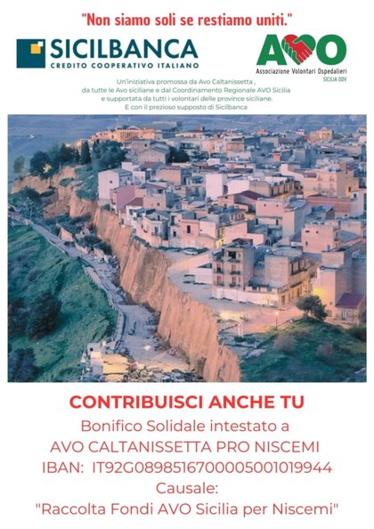 EMERGENZA NISCEMI. LA SICILIA RISPONDE CON LA SOLIDARIETÀ DELLE  AVO SICILIANE E SICILBANCA