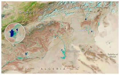 Greening: Rare, heavy September rainfalls have brought back lakes in the Sahara!